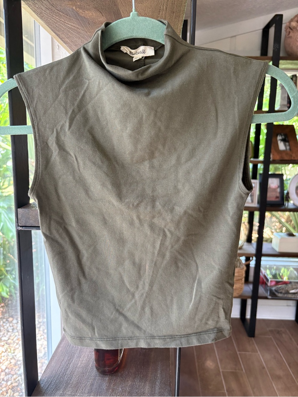 Madewell Olive Green Sleeveless Mock Neck Tank